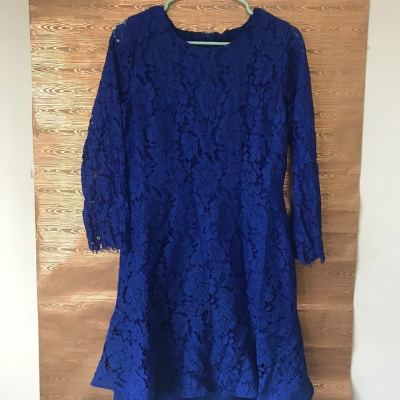 J. Crew Dresses & Skirts - J. Crew Cobalt Blue Lace A-Line Long Sleeve Dress